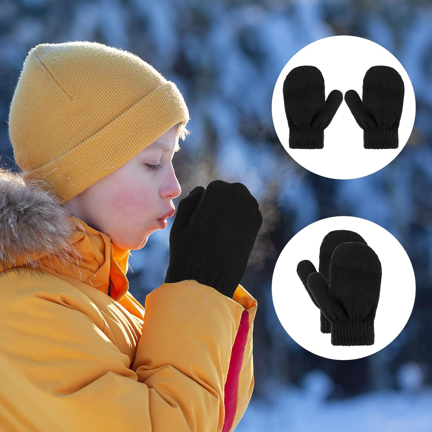 2 Pair Soft No-Scratching Baby Mittens for Winter