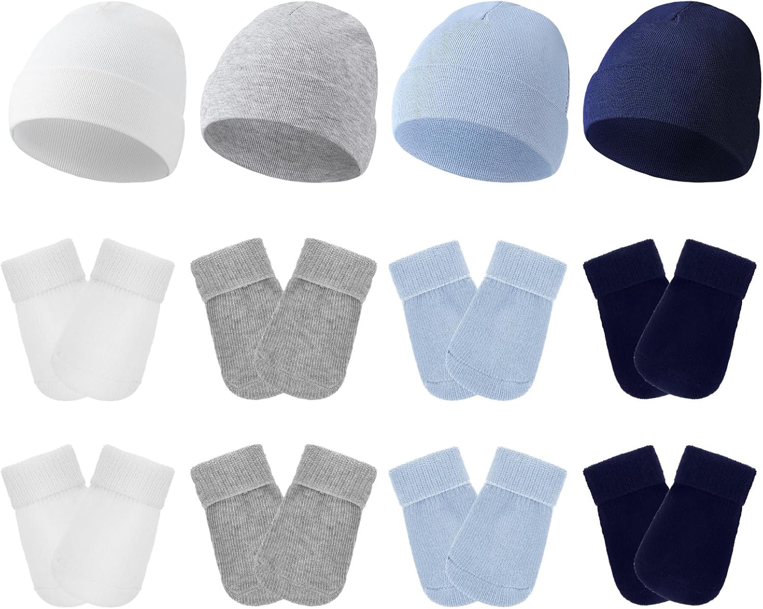 Heredity 4-Piece Preemie Hat Mitten Set for Boys Girls