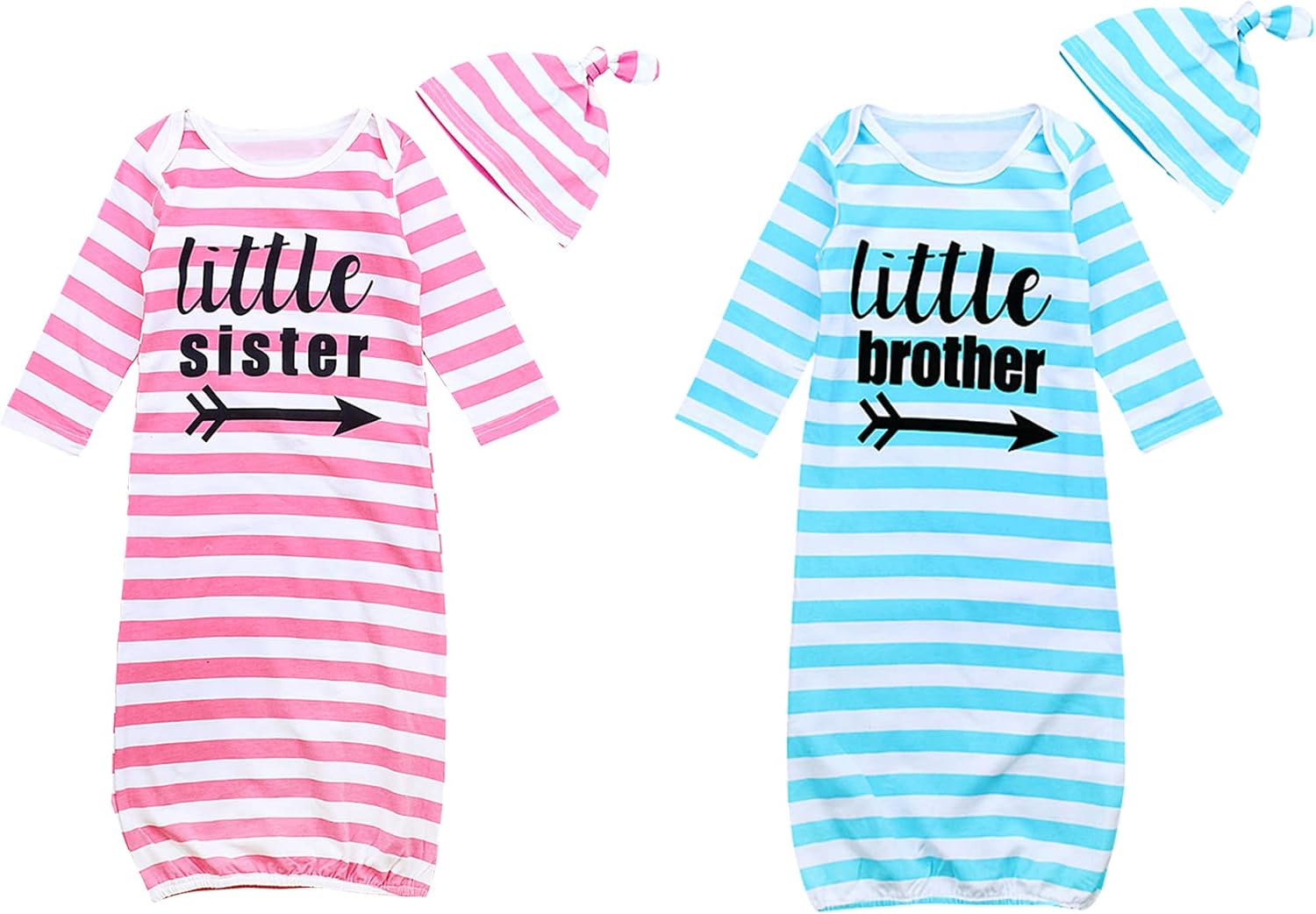 Newborn Baby Twin Knotted Nightgowns Set TTS