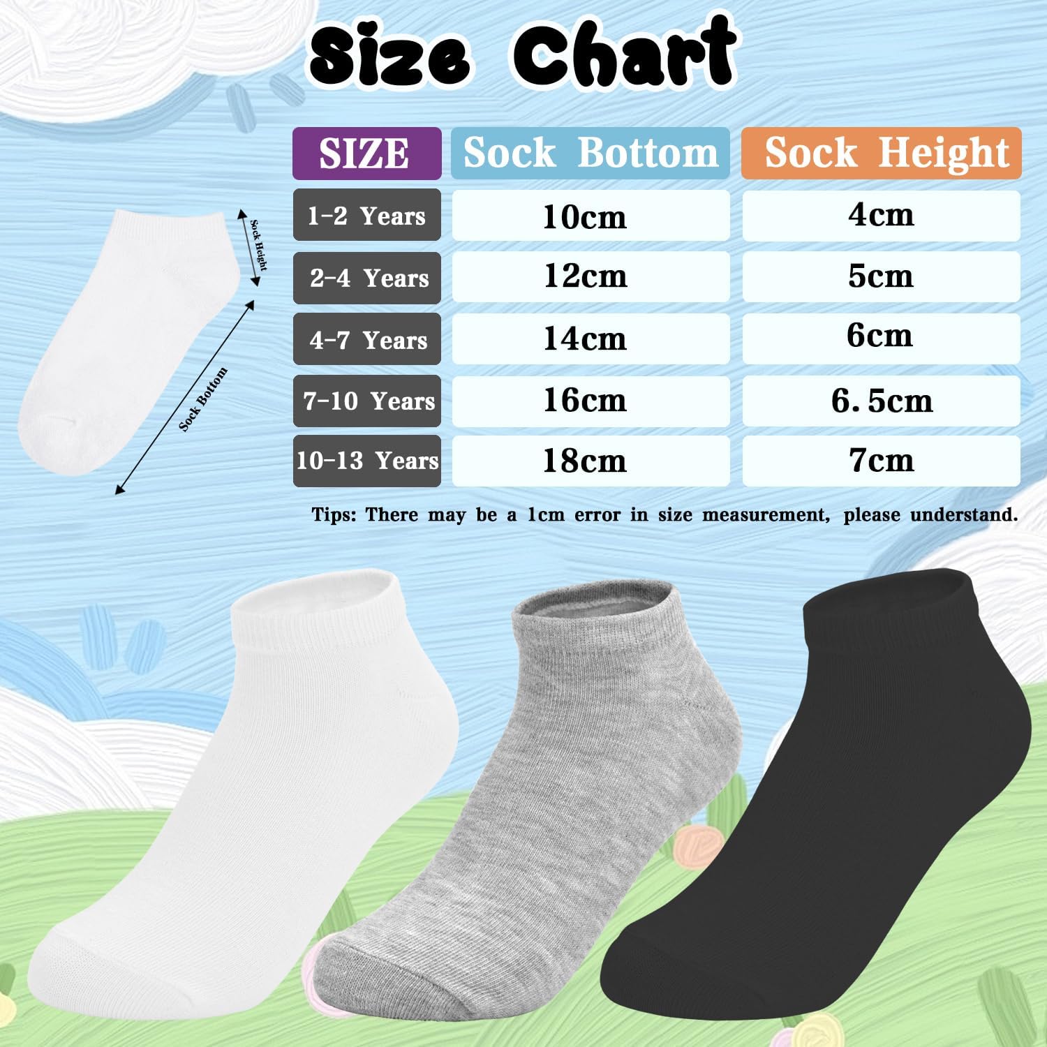ZERULETS - 20 Pairs Low Cut Ankle Socks for Kids