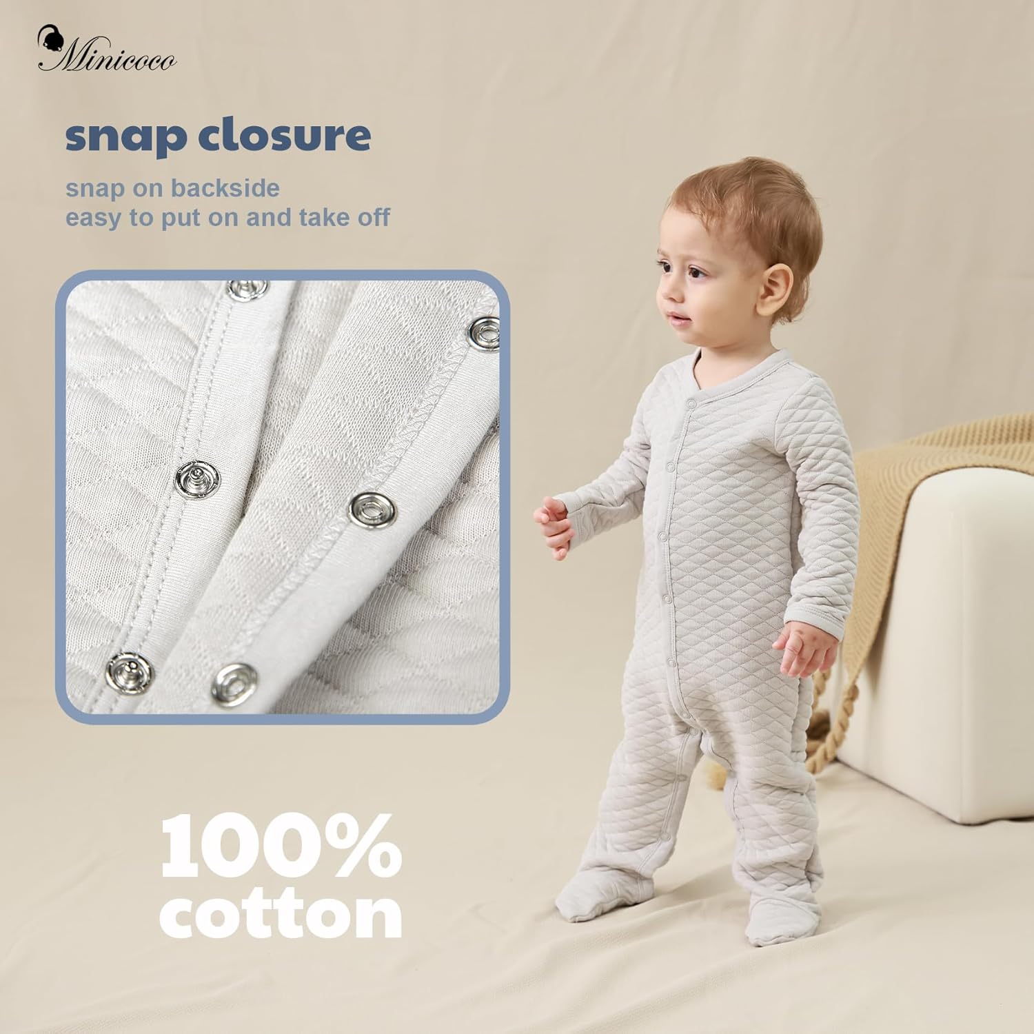 MINICO Unisex Baby Footie Jumpsuit - Soft Cozy Autumn Winter