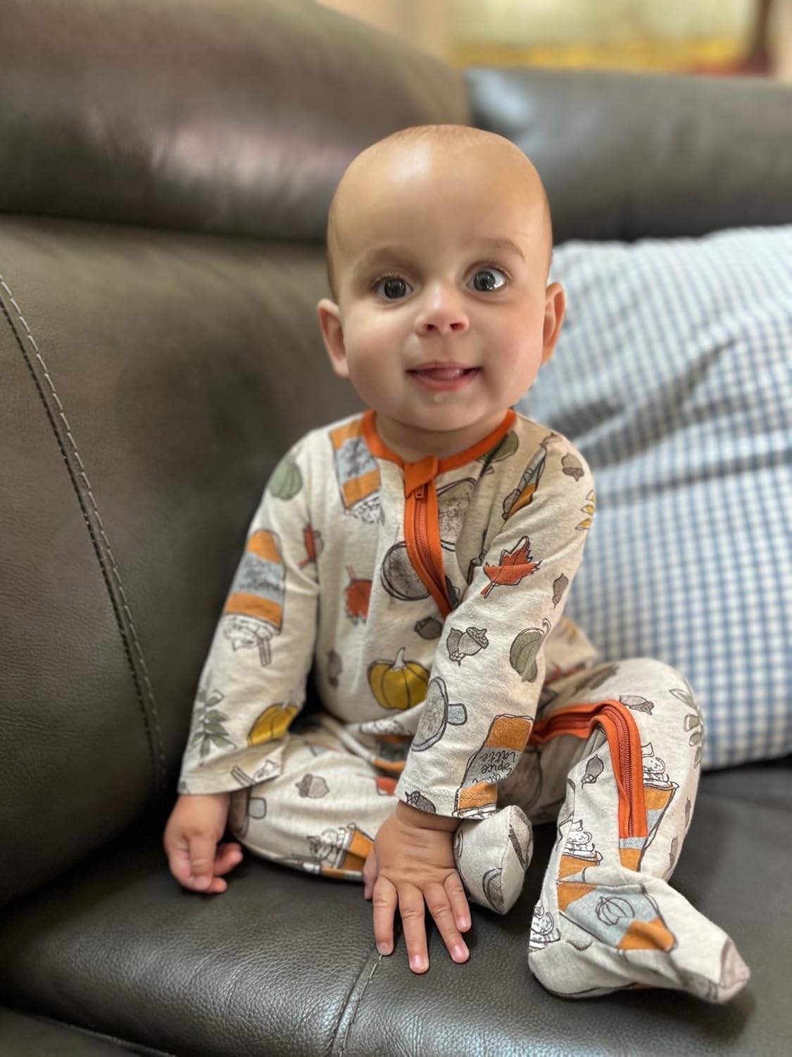 Plush pumpkin spice baby sensory sleeper