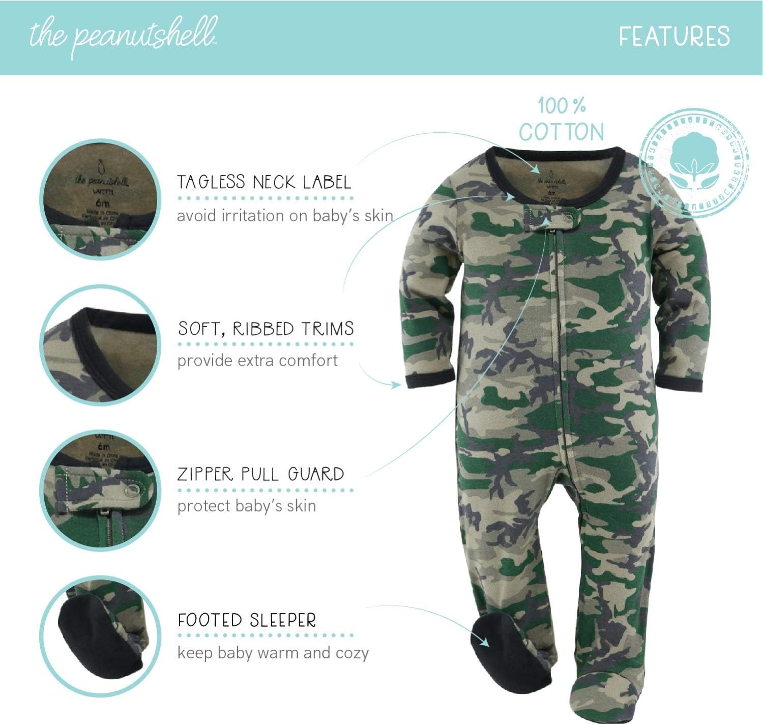 Peanutshell Footed Baby Sleepers for Boys
