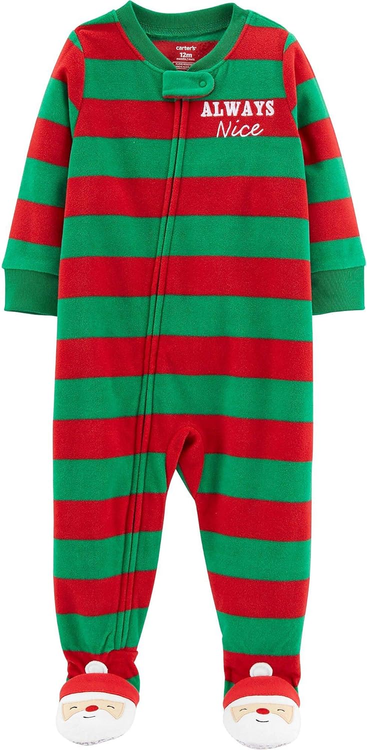 Carters 2T-4T Toddler Boys Always Nice Santa Footed Blanket Sleepers