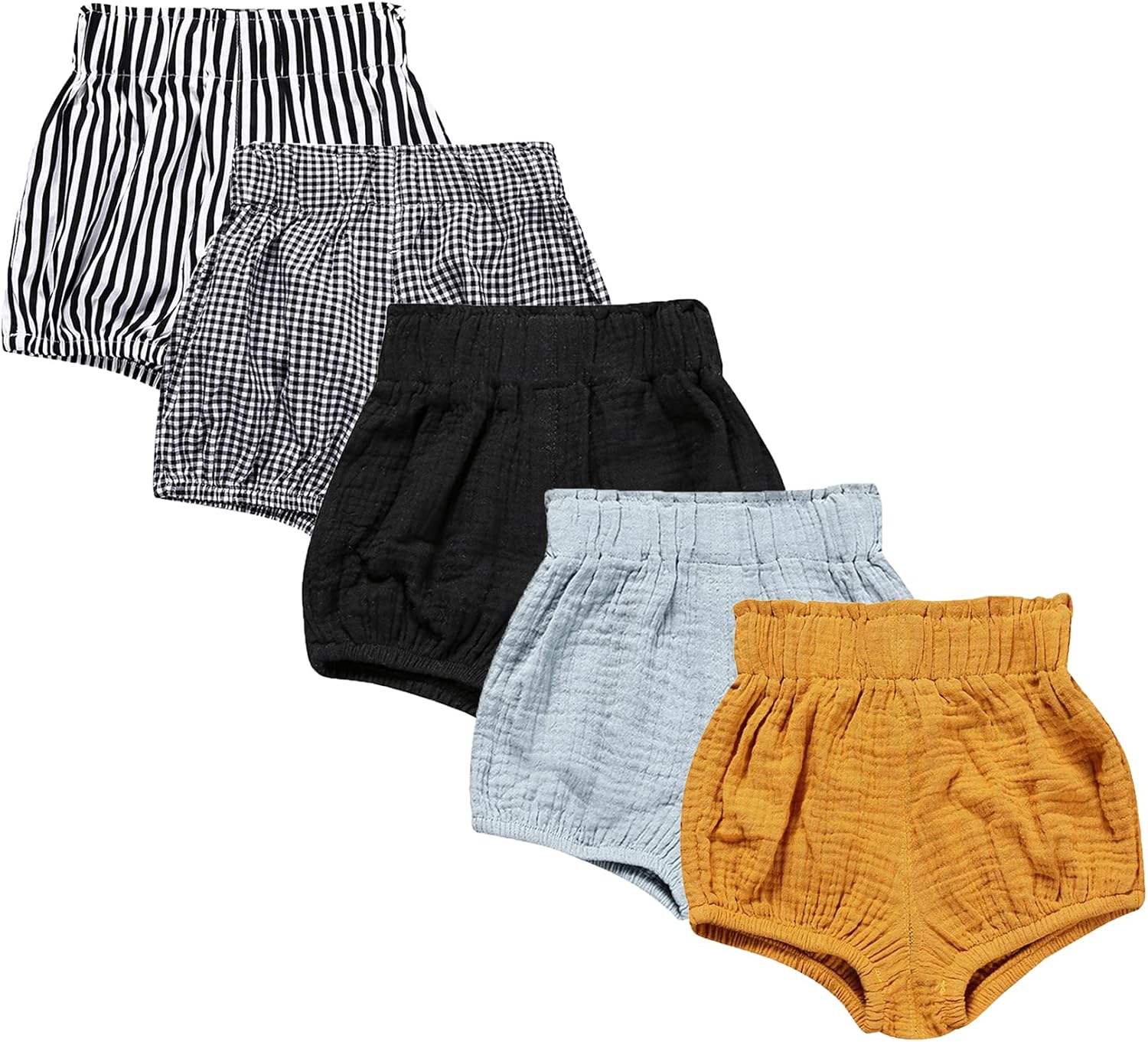 5-Piece Cute Baby Stripe Linen Blend Shorts