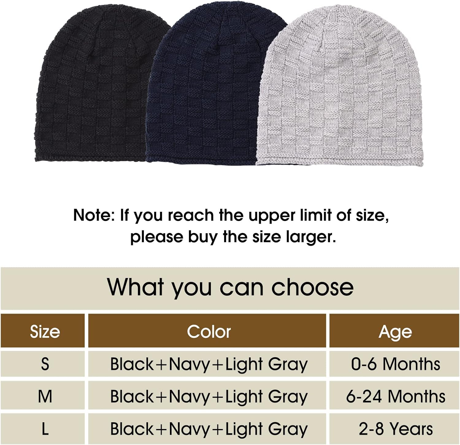 Zsedrut 3-Piece Cotton Baby Beanie Autumn Newborn Toddler Hat