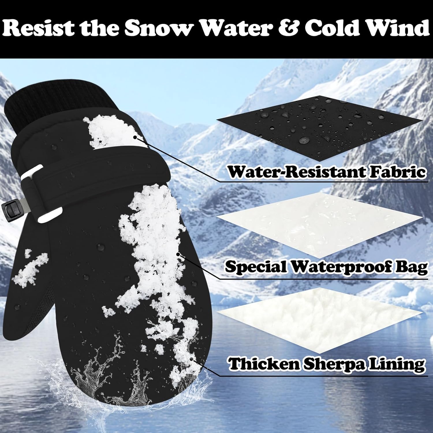Sarfel Toddler Gloves - Waterproof Winter Mittens for Kids