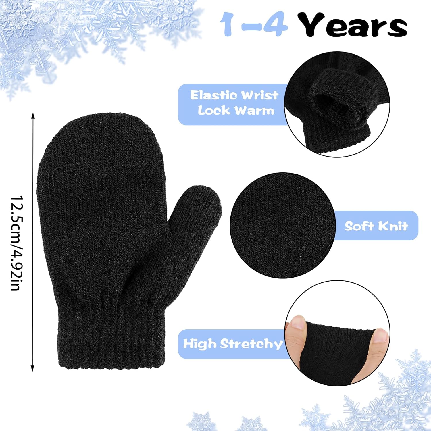 2 Pair Soft No-Scratching Baby Mittens for Winter