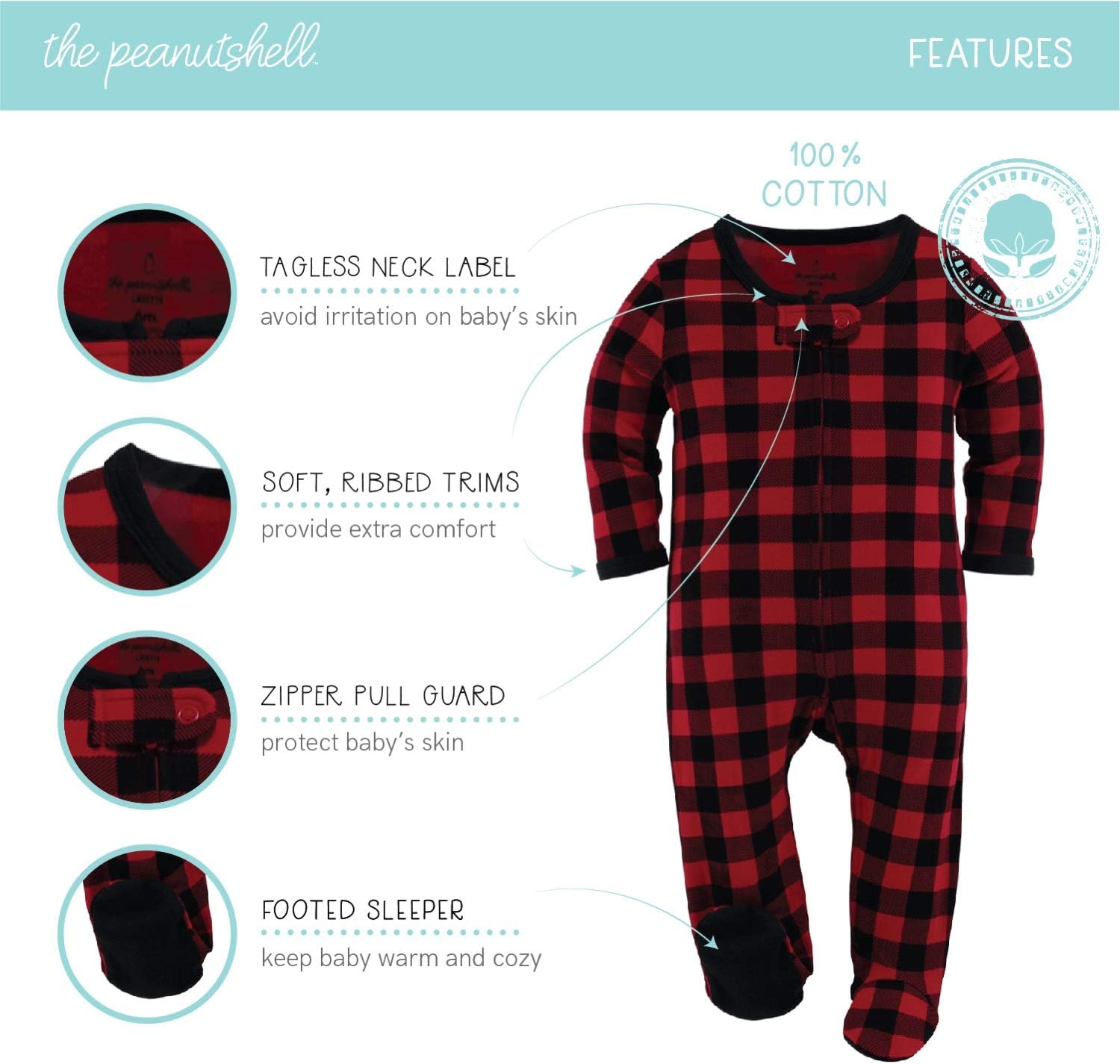The Peanutshell Footed Baby Sleepers