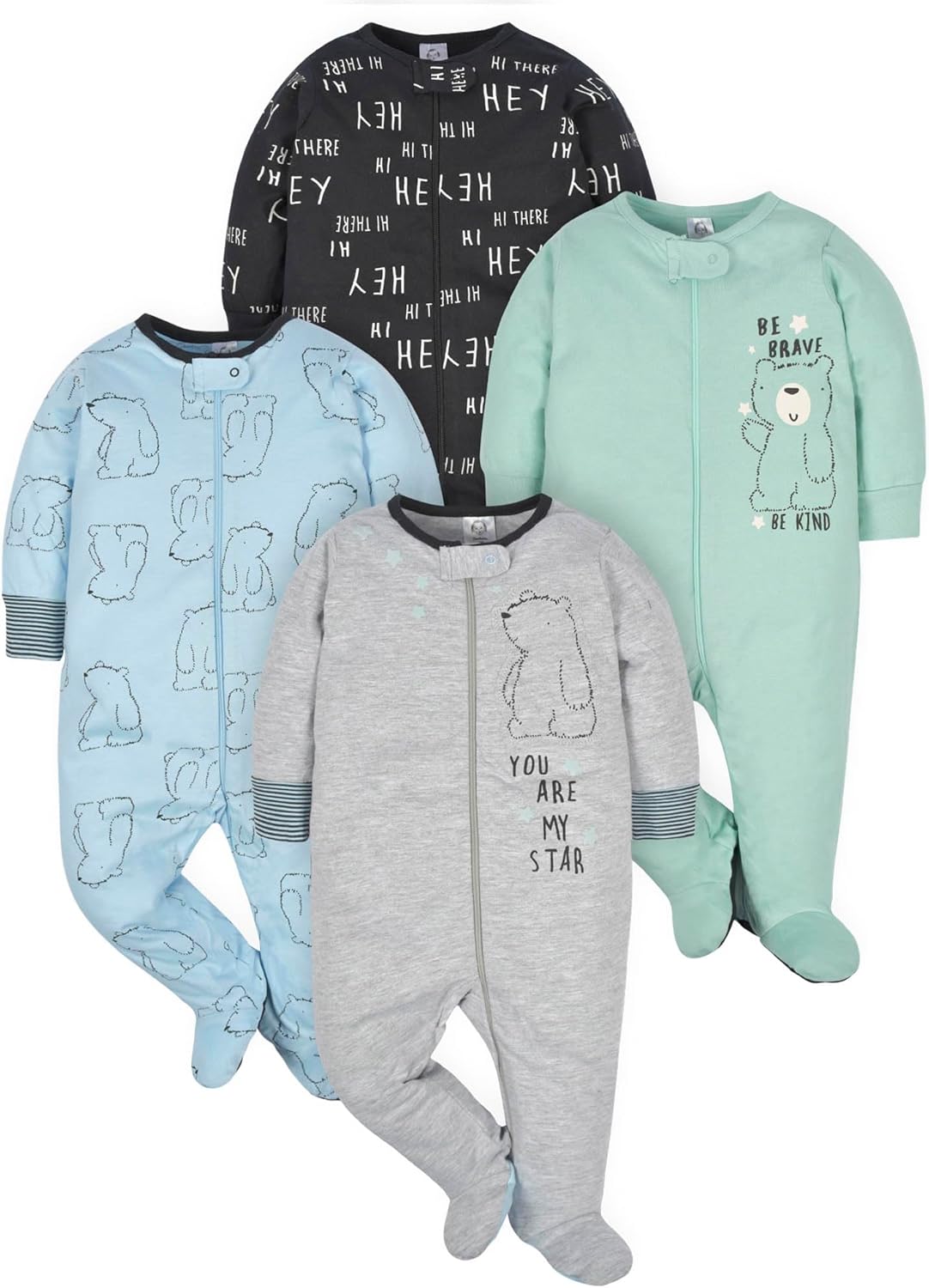 Gerber Sleep n Play Footie 4-Pack Soft Cozy for Night Day
