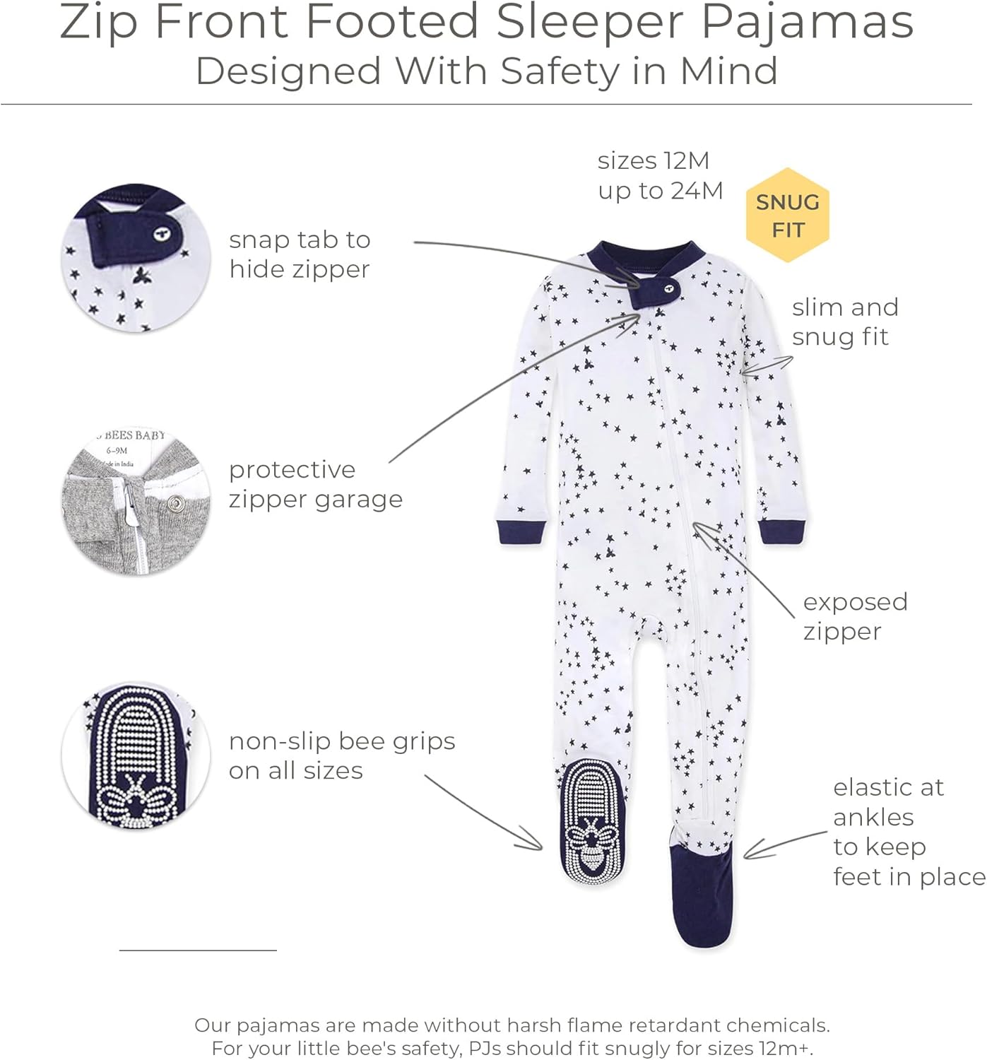 Snug Soft Burts Bees Baby Boys Pajamas