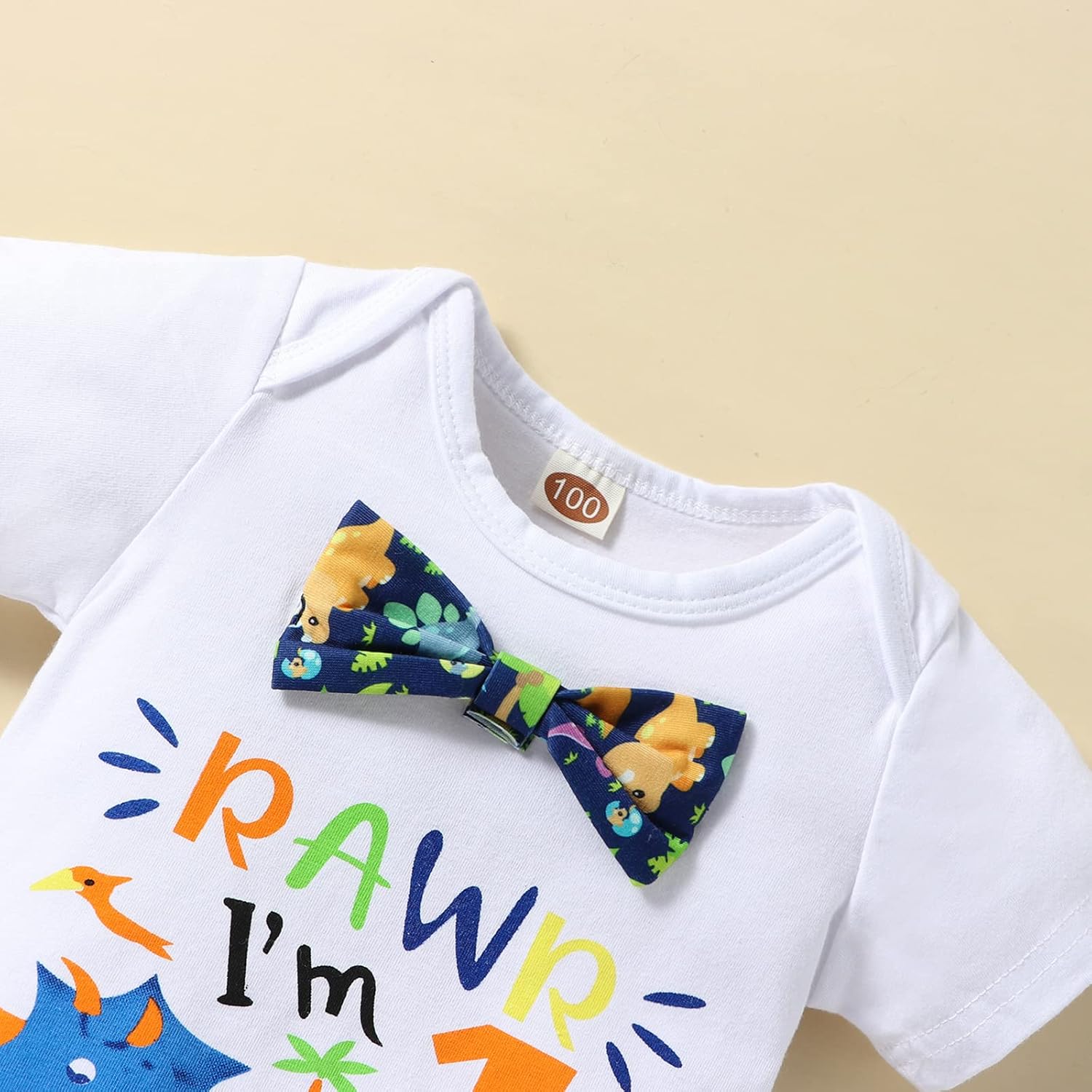 First Birthday Boys Set - Dinosaur Bow Tie Romper