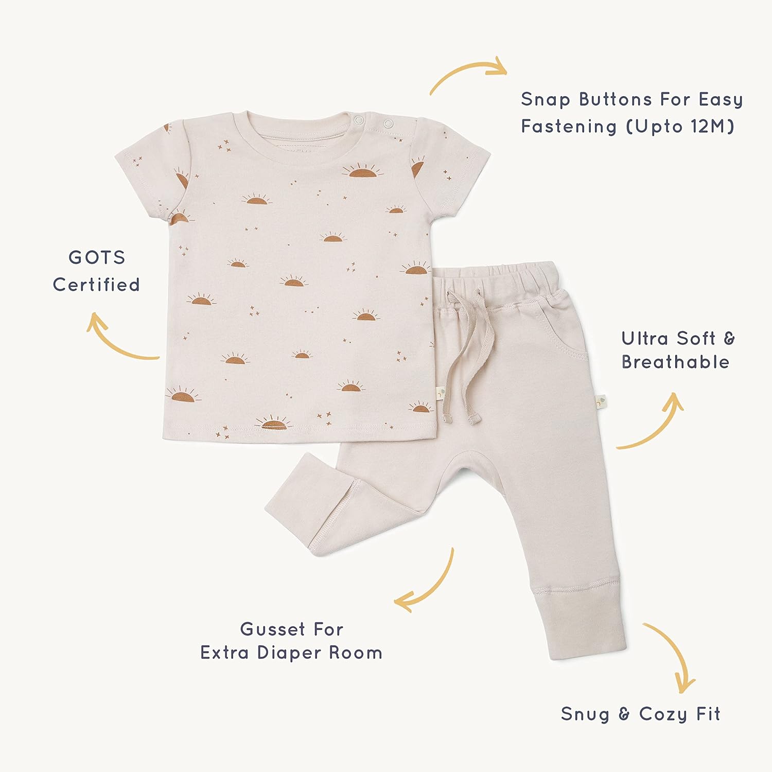 MakeMake Organics GOTS Certified Organic Cotton Baby Outfit for Infants