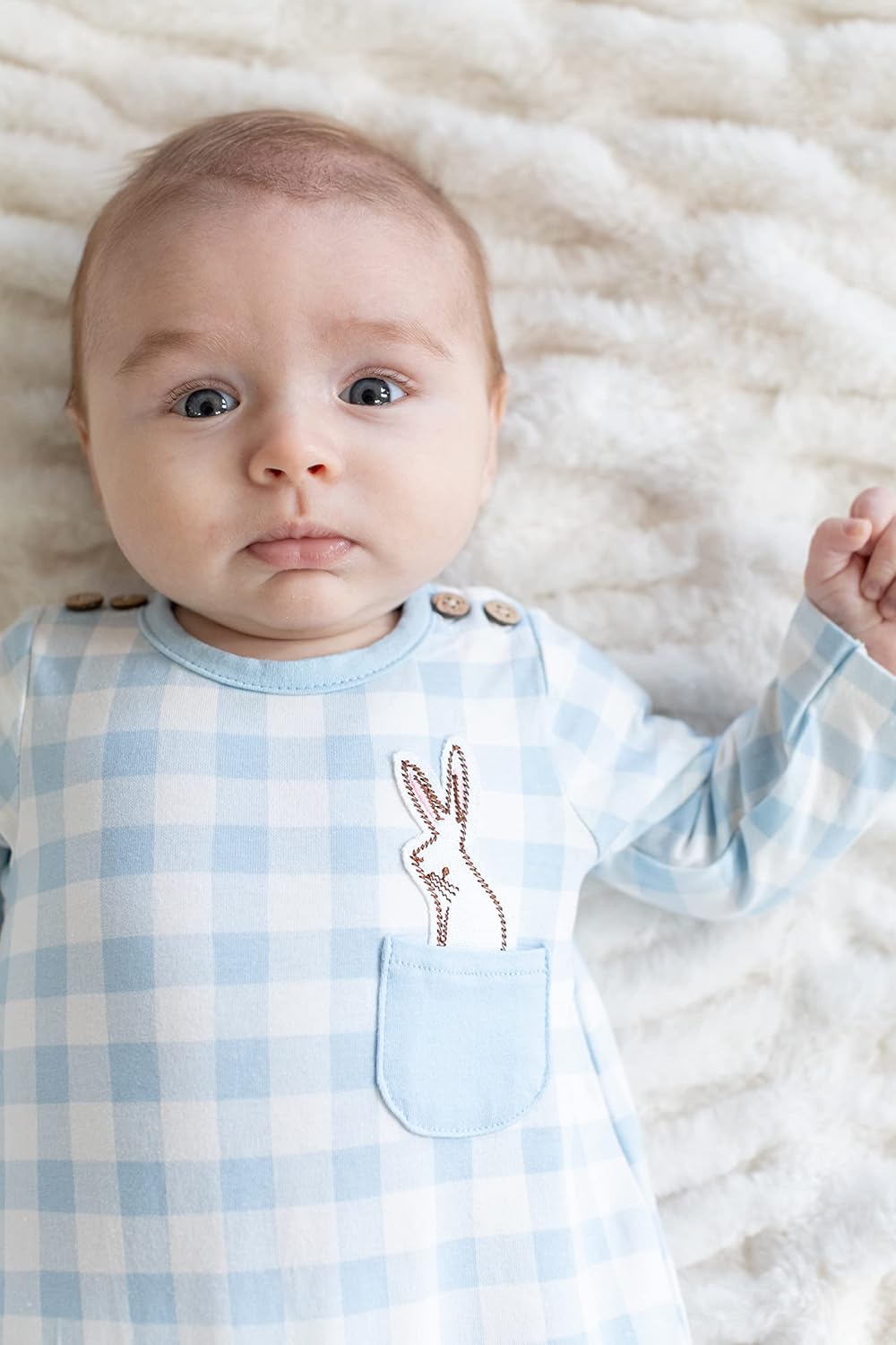 Mud Pie Baby Boys Bunny Pocket Sleeper Spring-Season Comfortervisor