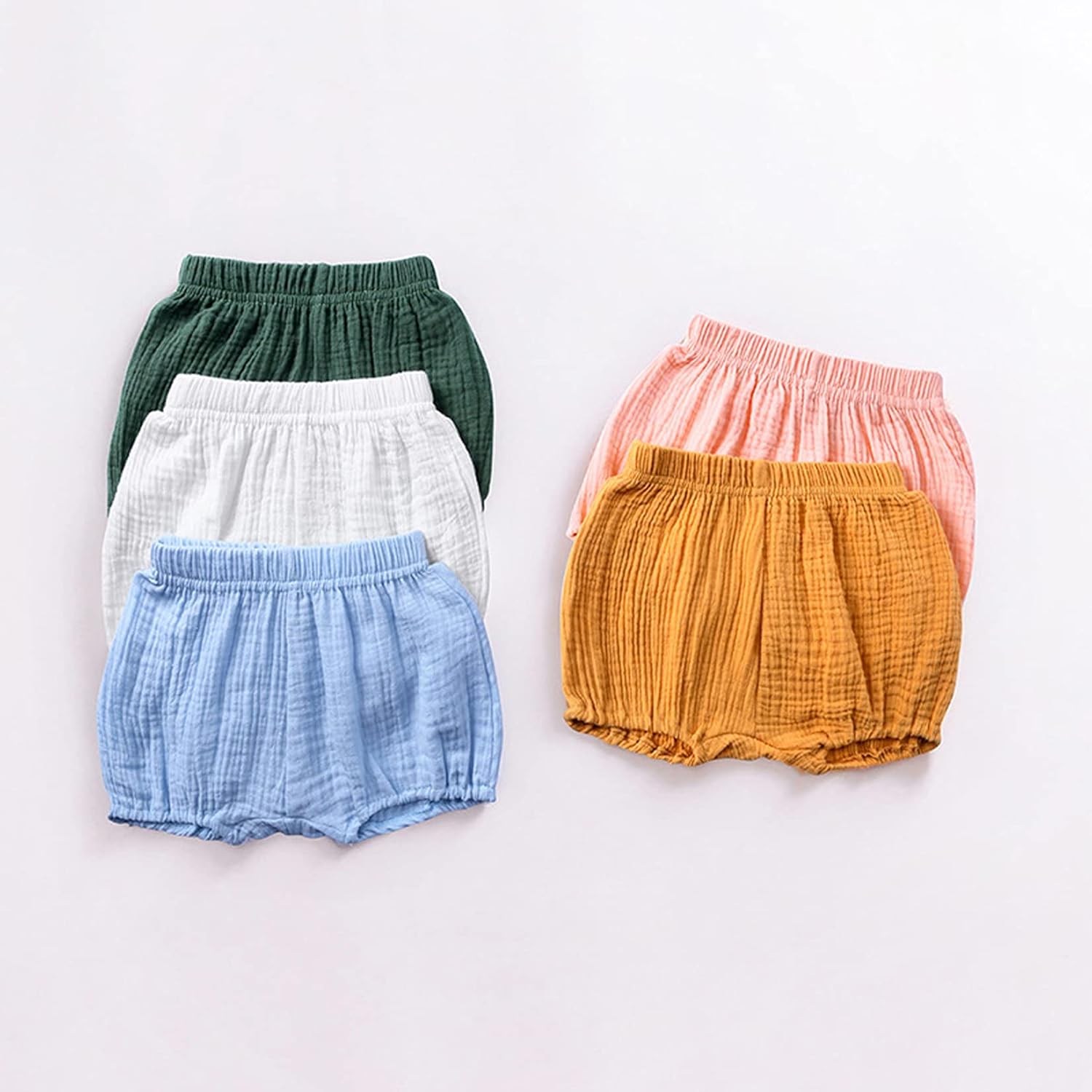 Soft Trendy 3-Pack Cotton Linen Shorts for Baby Girls Boys