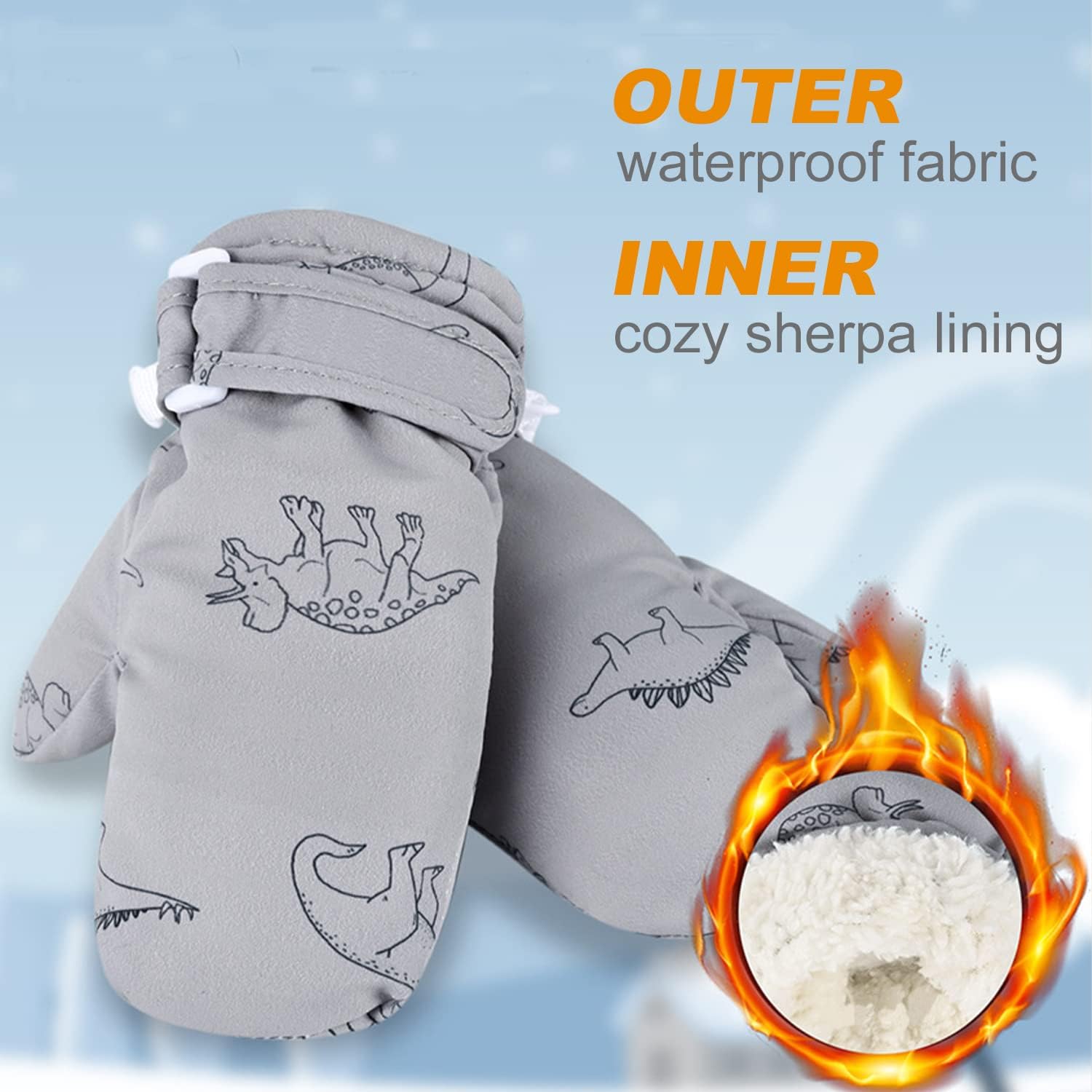 UTTPLL Waterproof Lined Toddler Winter gloves