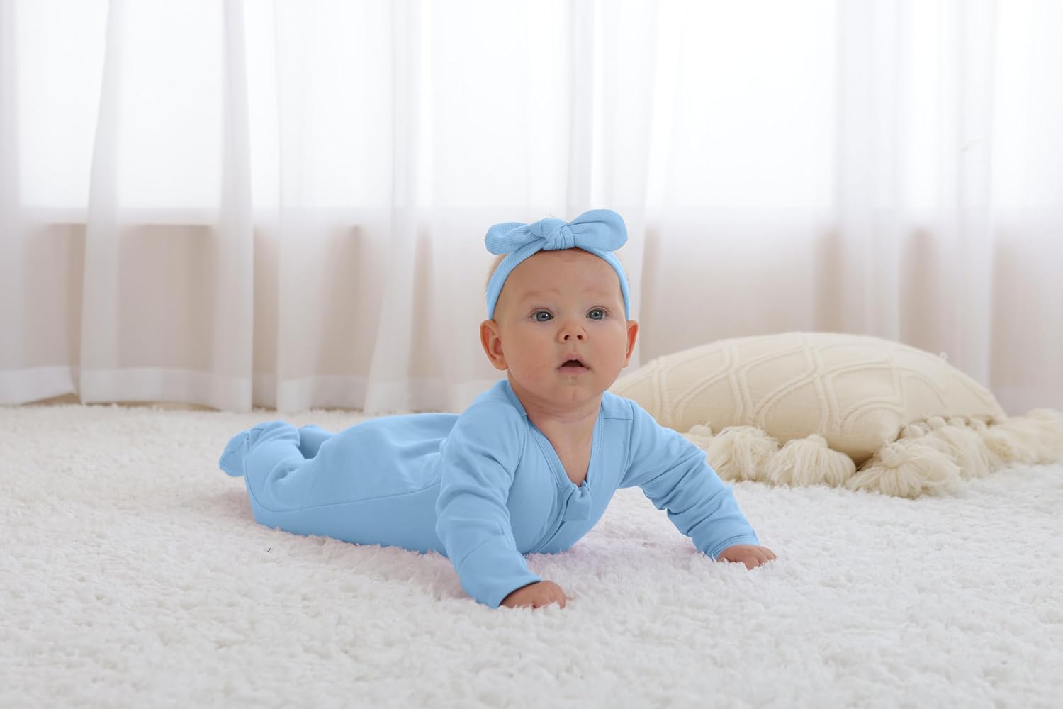 GUISBY Footed Long Sleeve Baby Pajamas with Zipper