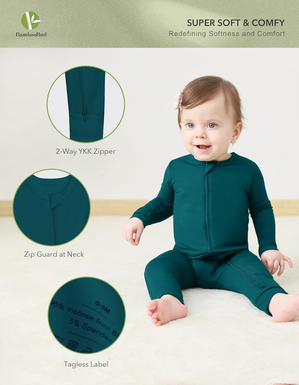 BambooBud Baby Romper with Zipper