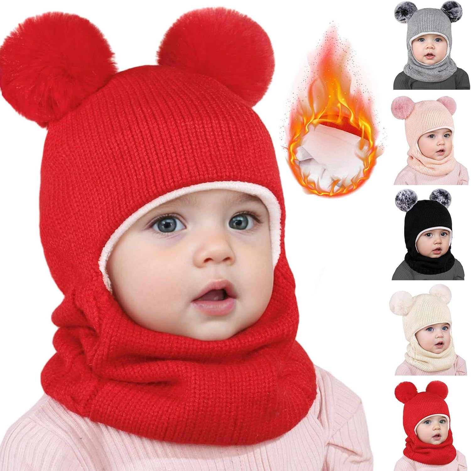 Winter Warm Hat Scarf Set for Toddler Babies