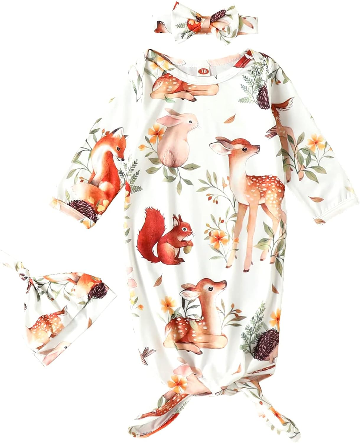AMAWMW Newborn Baby Cartoon Gown woodland Animal Nightgown