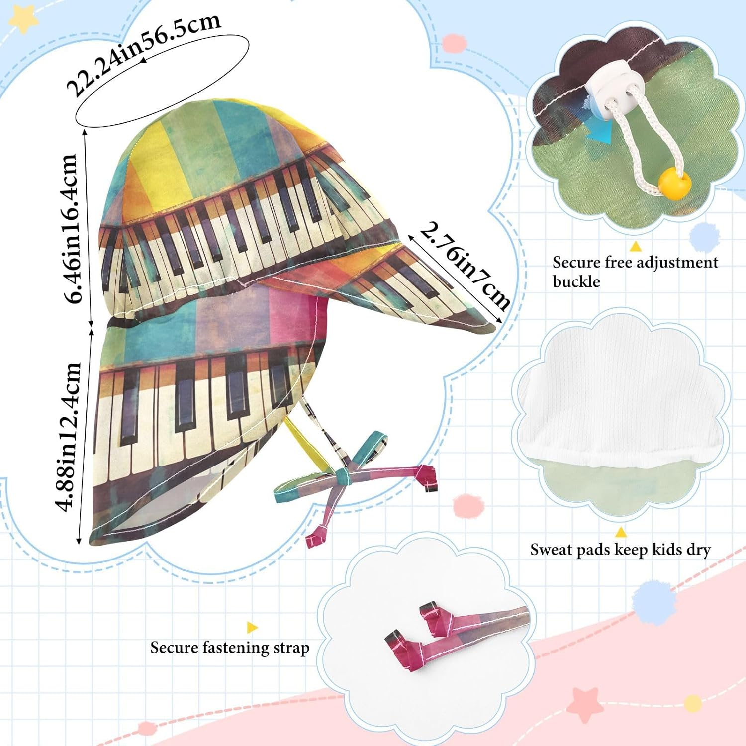Vibrant Flip-Flop Design Baby Sun Hat UPF 50 Toddler Boy