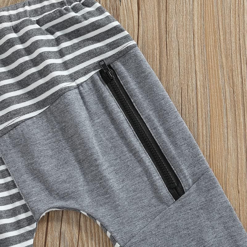 Patchwork Stripe Toddler Boys Zip Up Elastic Pants
