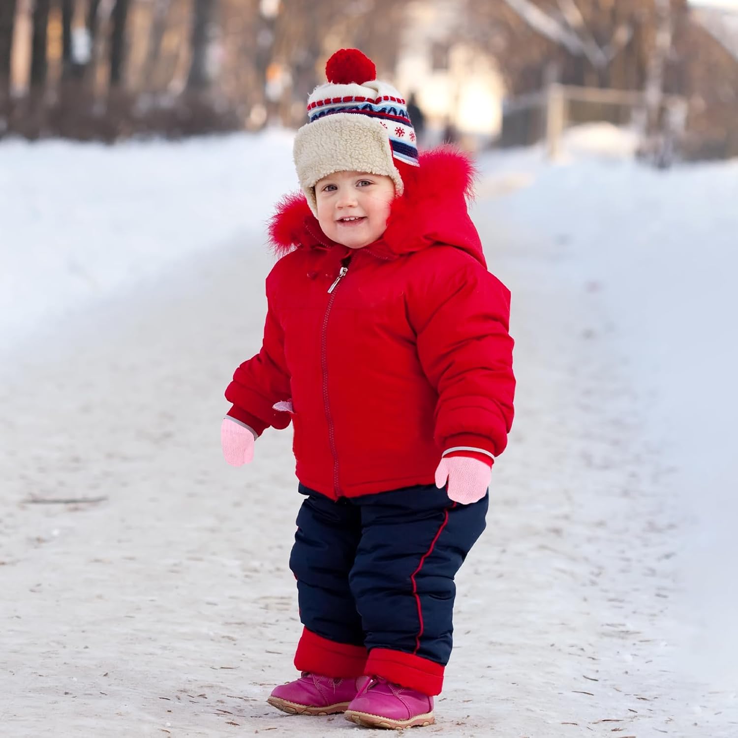 2 Pair Soft No-Scratching Baby Mittens for Winter