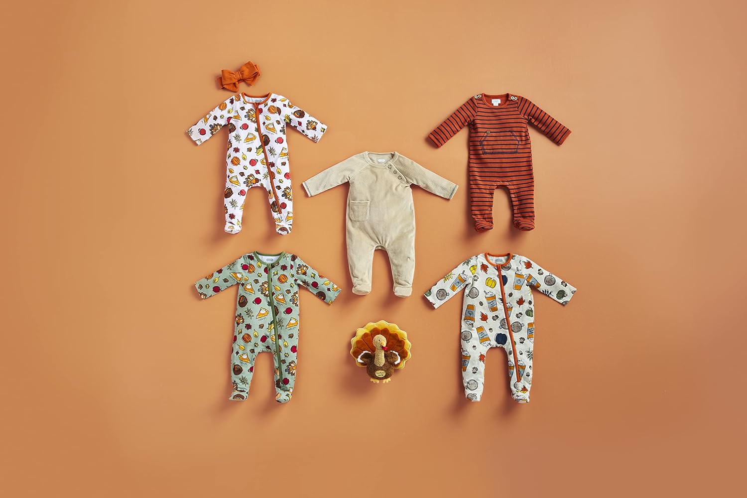 Plush pumpkin spice baby sensory sleeper