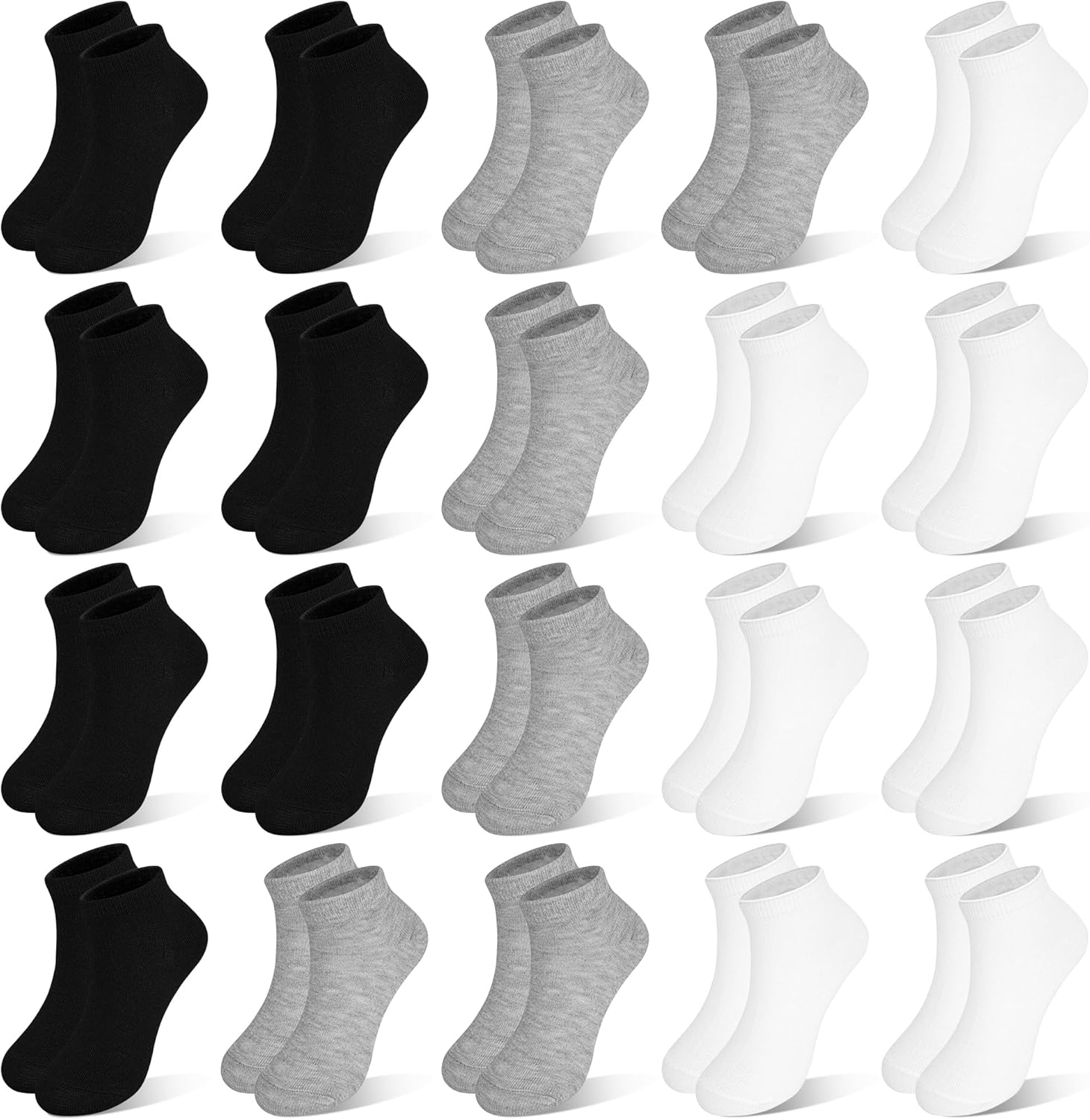 ZERULETS - 20 Pairs Low Cut Ankle Socks for Kids