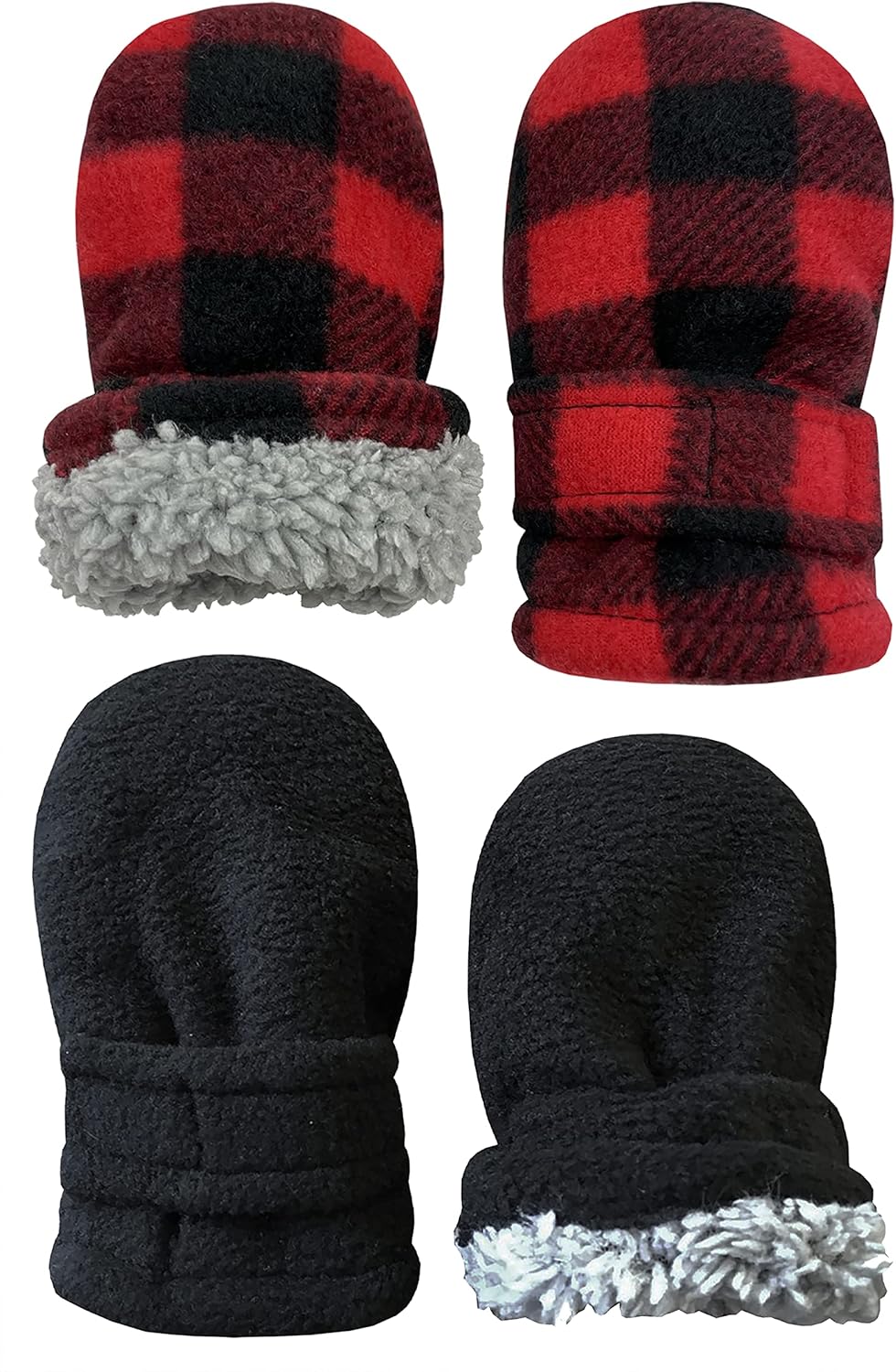 NIce Caps Baby Toddler Mittens Kids 2 Pairs for Winter Warm Sherpa Lined Gloves Snug and Cozy for Little Ones