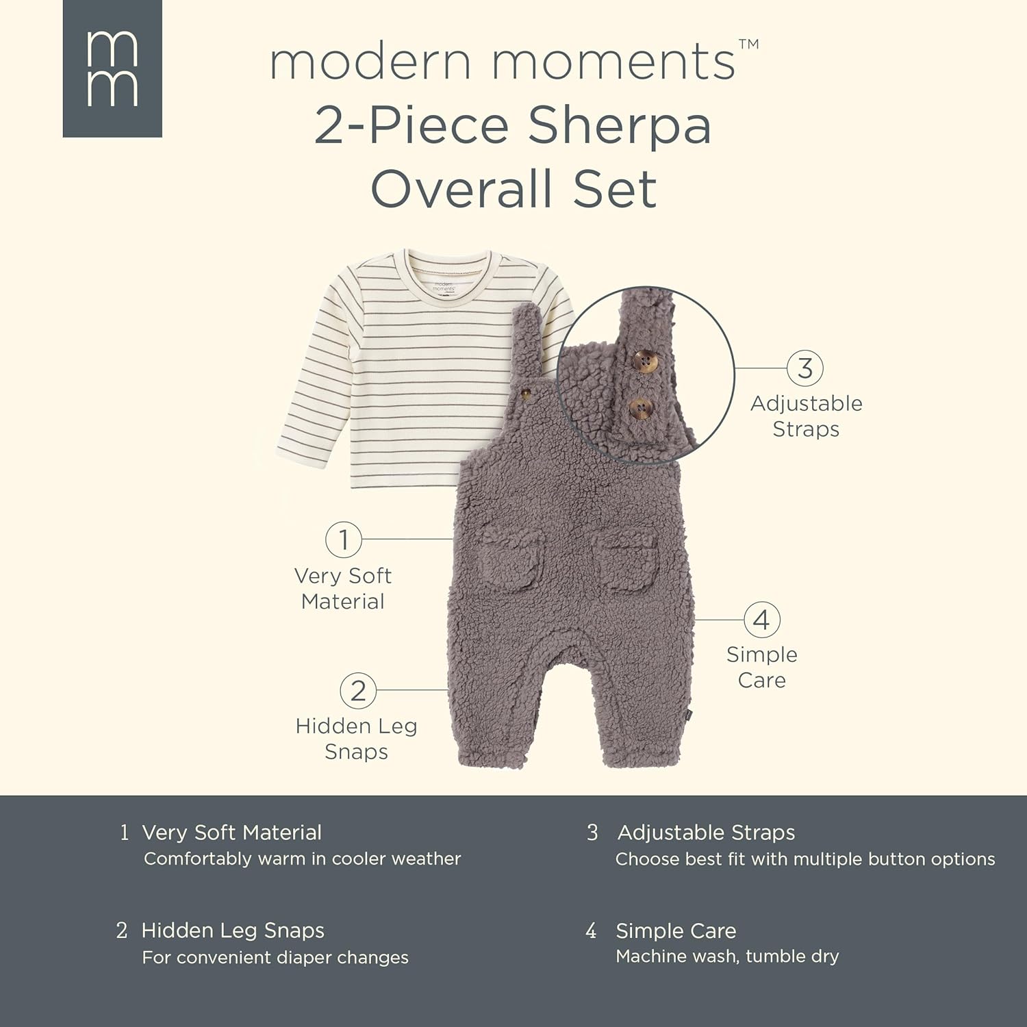 Perfect for Modern Moments by Gerber Baby Microplush Overalls Set - Cozy Stylish