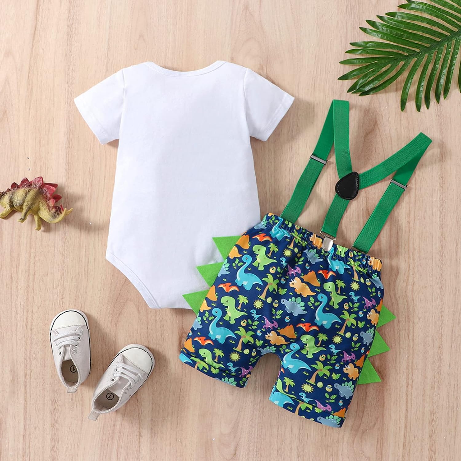 Beleva 1st Birthday Dinosaur Boys 1st Birthday Gownday Romper Set
