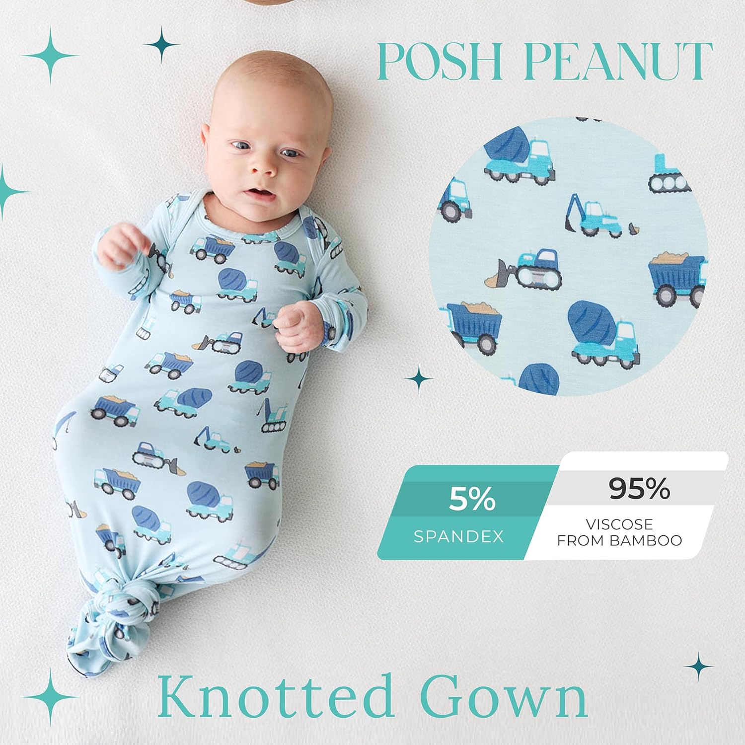Perfect Newborn Gown Easy Tie Bamboo Viscose No-Splash Sleepers