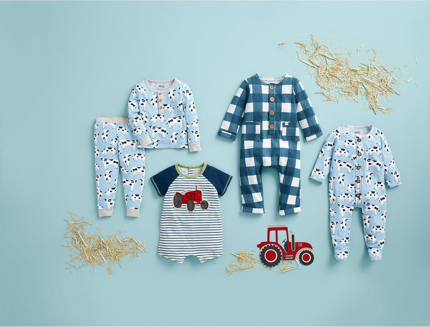Mud Pie Baby Boy Farmhouse Sleeper - Soft Eco-Friendly