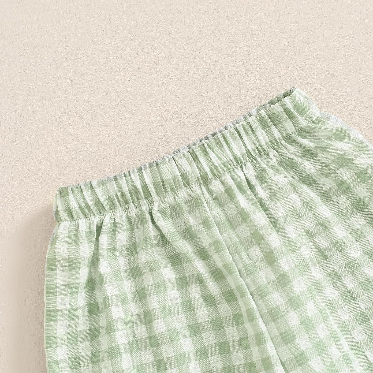 NEVUQO Soft Linen Harem Pants Cute Gingham Plaid for Baby