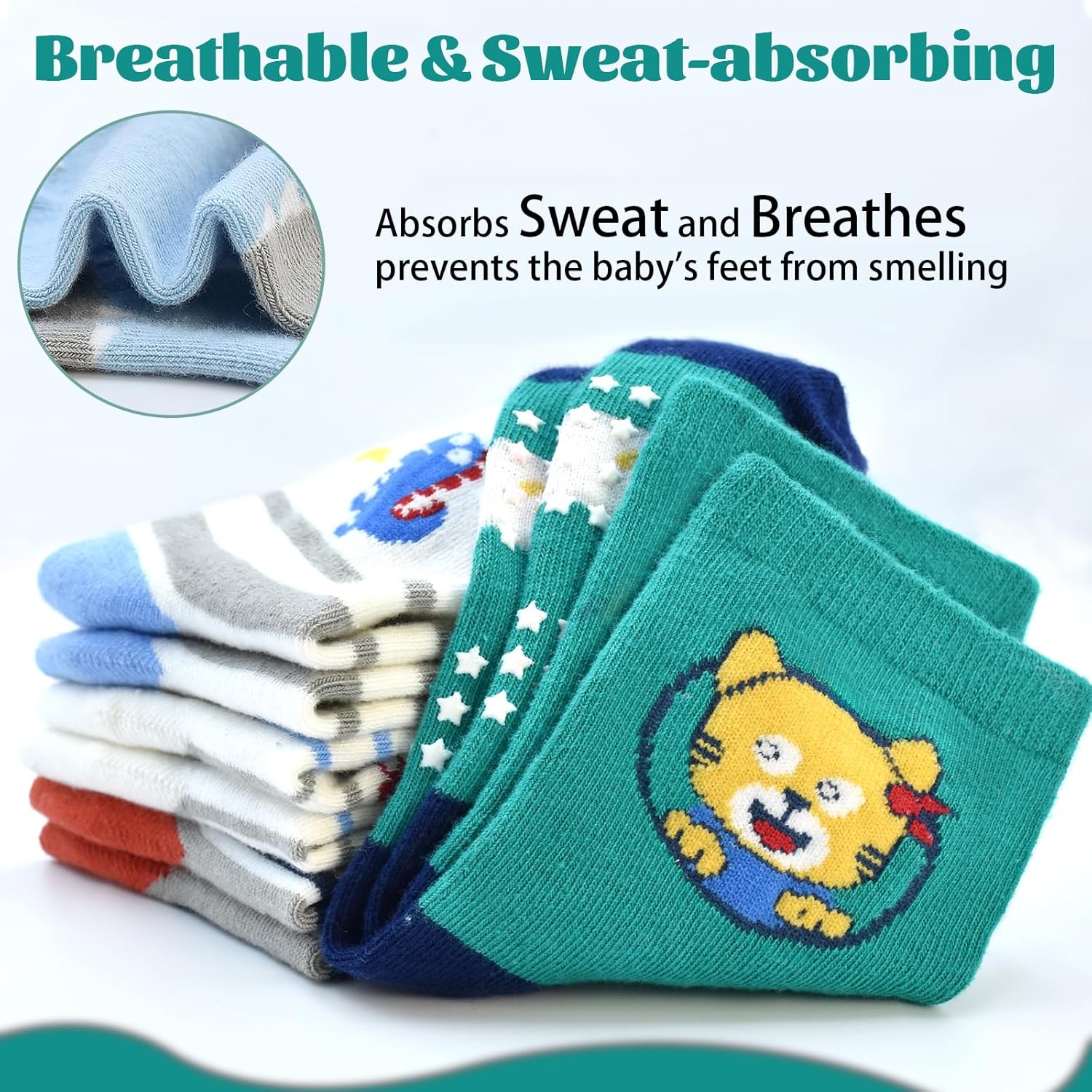 Perfectly Non-Slip toddler socks for boys - Safe for crawling walking