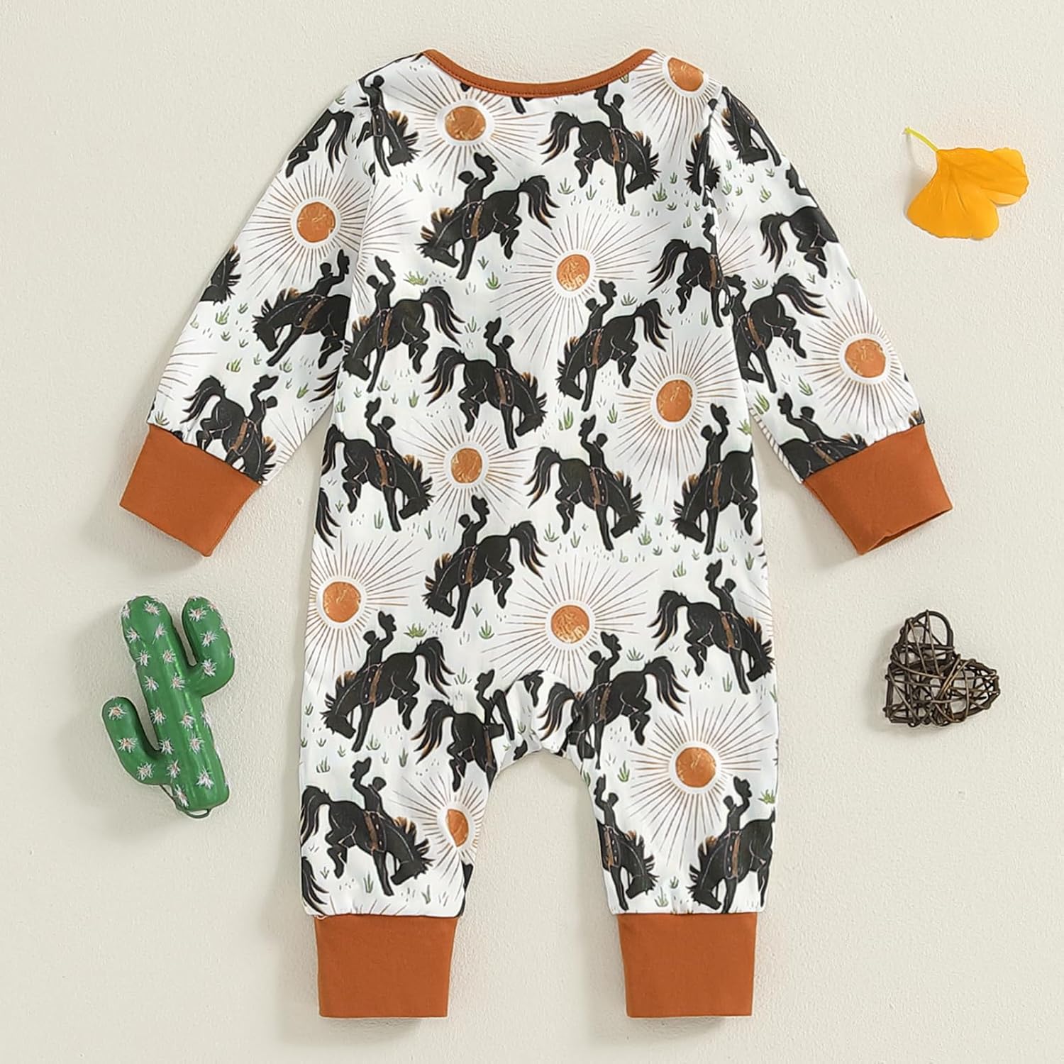 Western Baby Boy Girl Clothes Cow Horse Print Romper