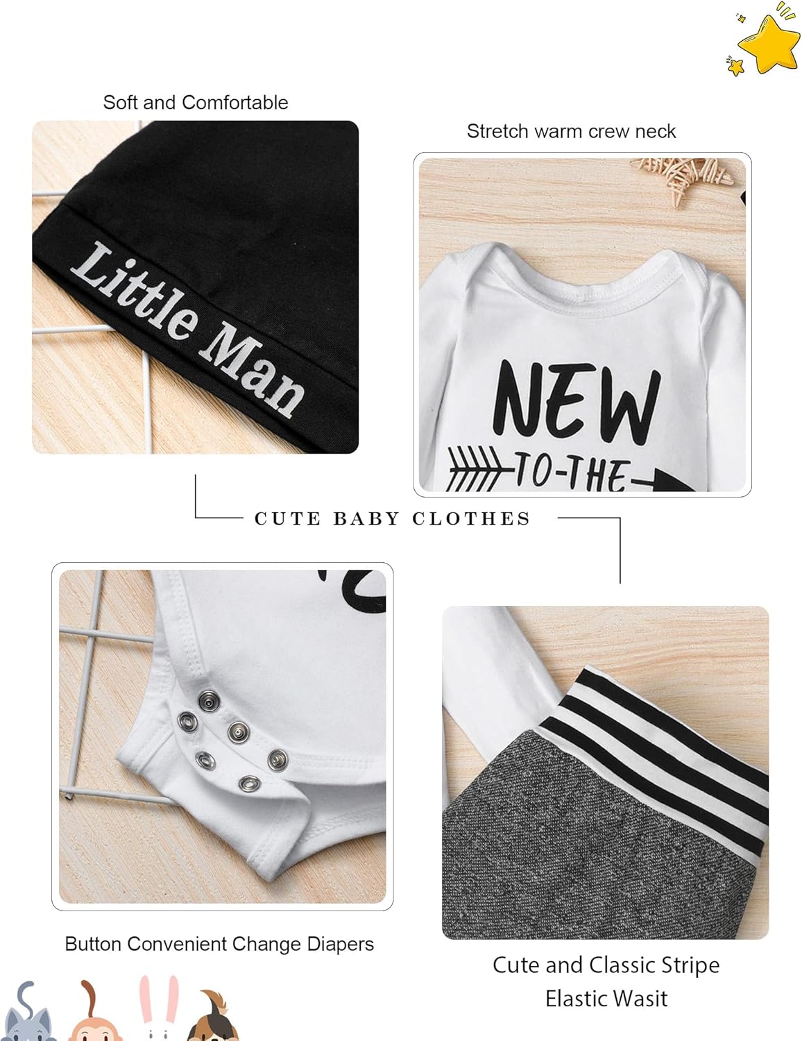 Fommy Newborn Baby Set - Romper Pants Hat
