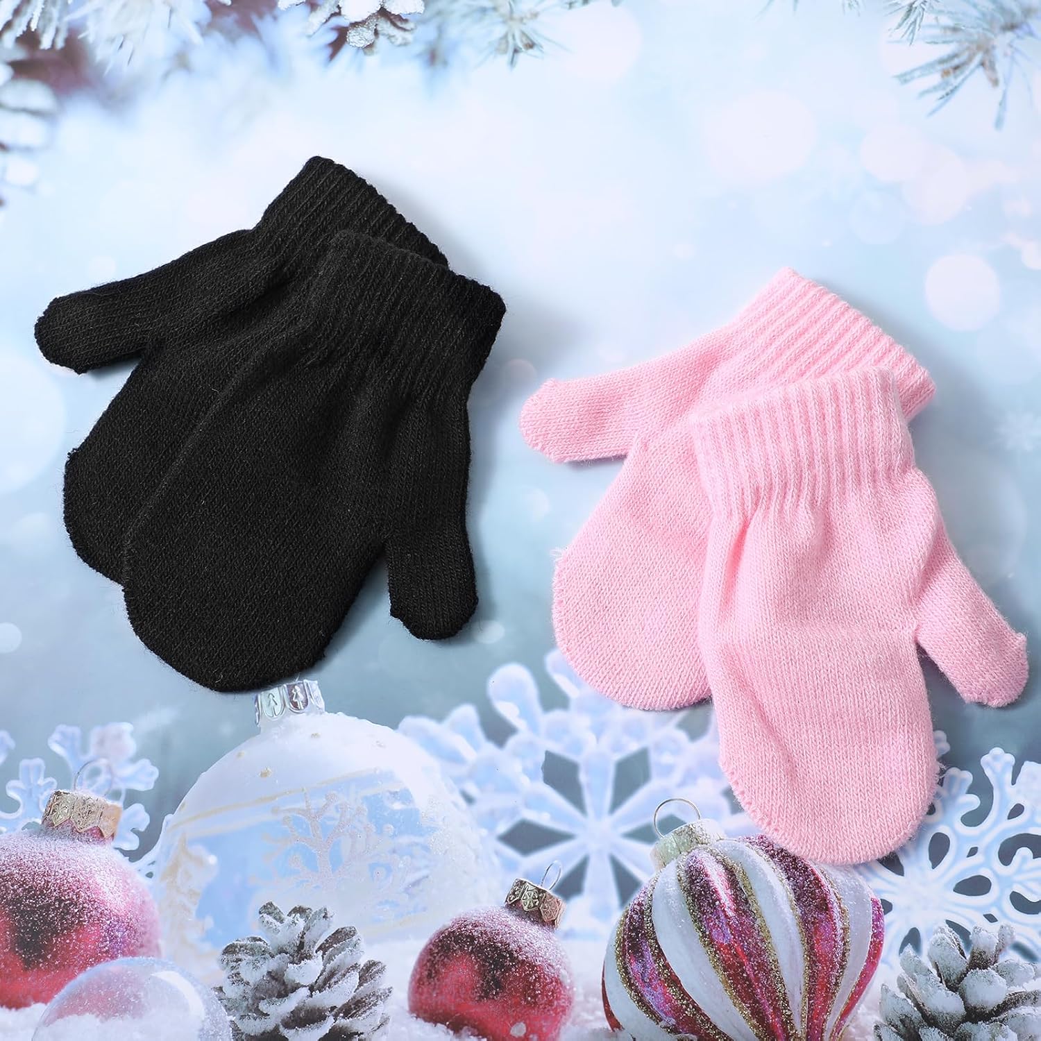 2 Pair Soft No-Scratching Baby Mittens for Winter