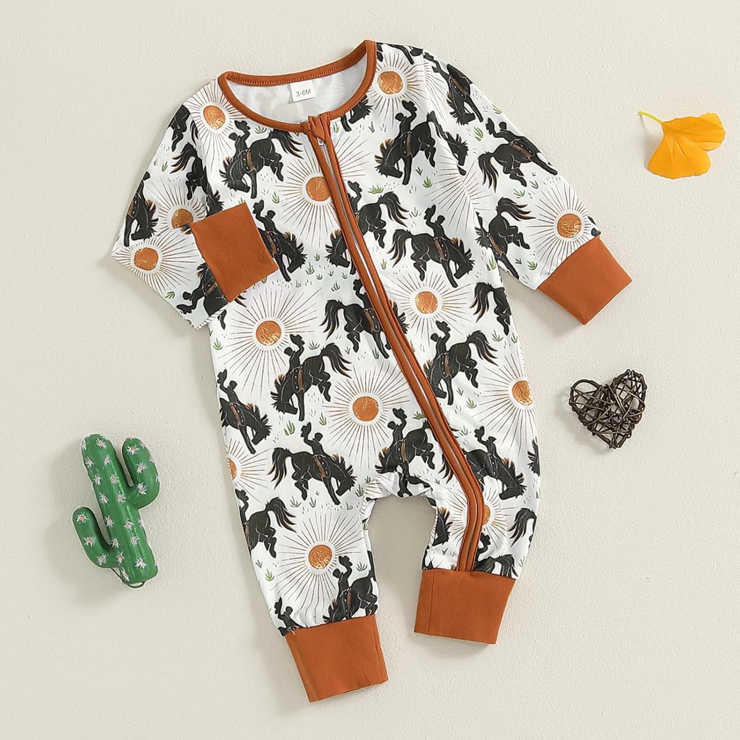 Western Baby Boy Girl Clothes Cow Horse Print Romper
