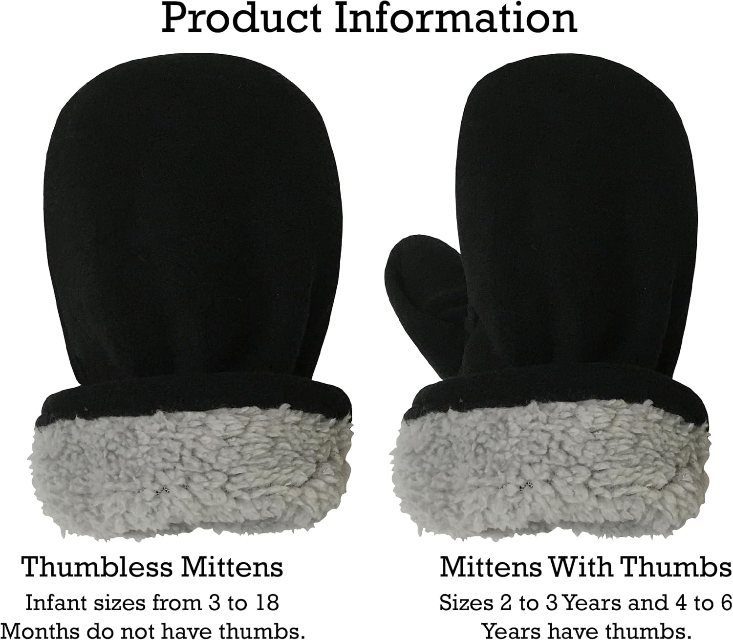 NIce Caps Baby Toddler Mittens Kids 2 Pairs for Winter Warm Sherpa Lined Gloves Snug and Cozy for Little Ones