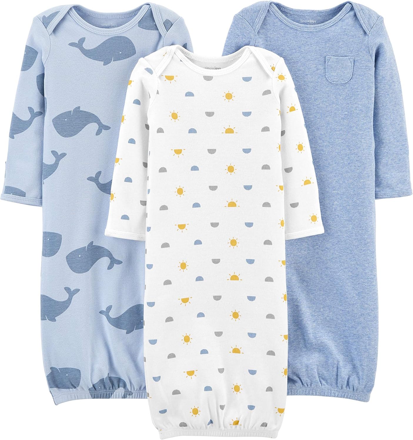 Simple Joys Cotton Sleeper Gown for Boys 3-Pack