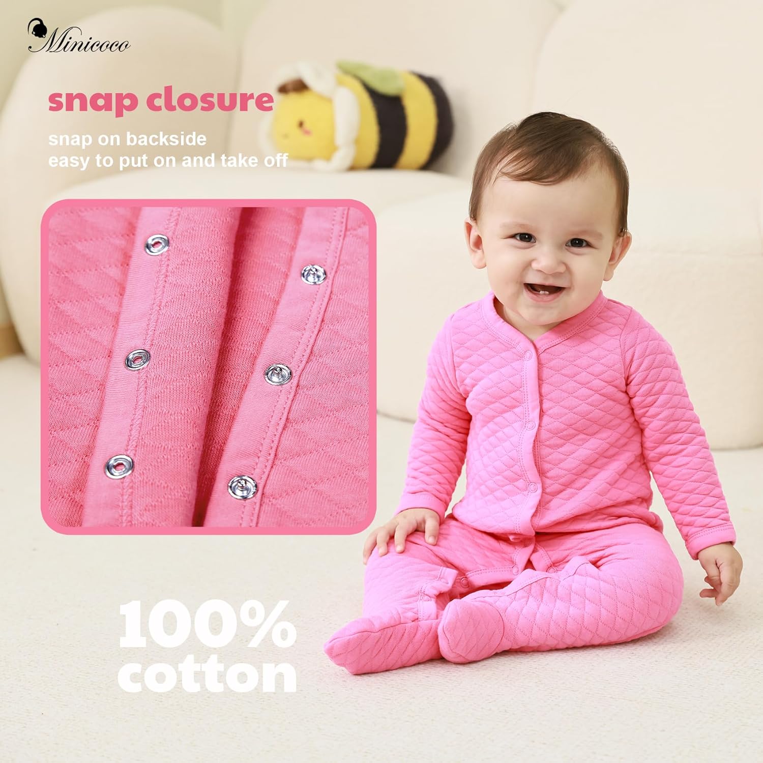 Minicoco Unisex Baby Cotton Footed Jumpsuit AutumnWinter
