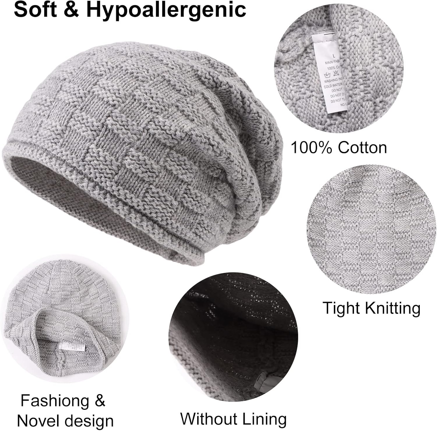 Zsedrut 3-Piece Cotton Baby Beanie Autumn Newborn Toddler Hat