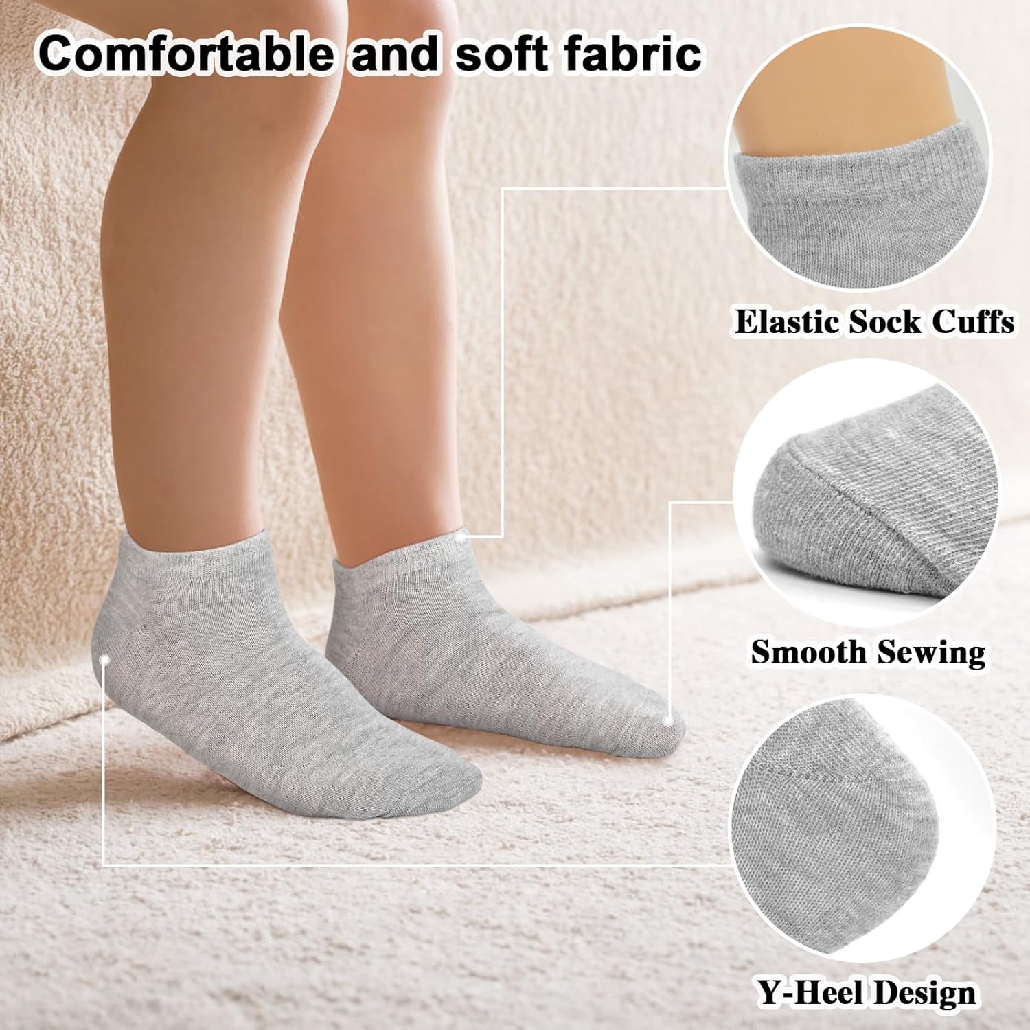 ZERULETS - 20 Pairs Low Cut Ankle Socks for Kids