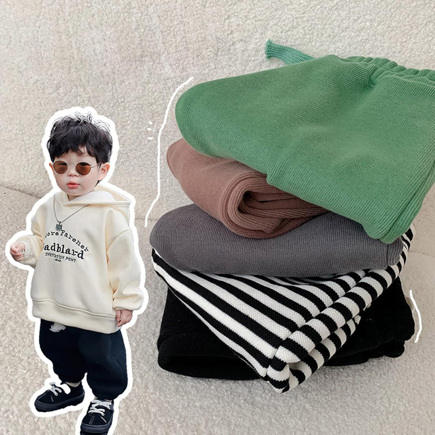 Premium Fleece-Lined Striped sweatpants - Toddler Kids