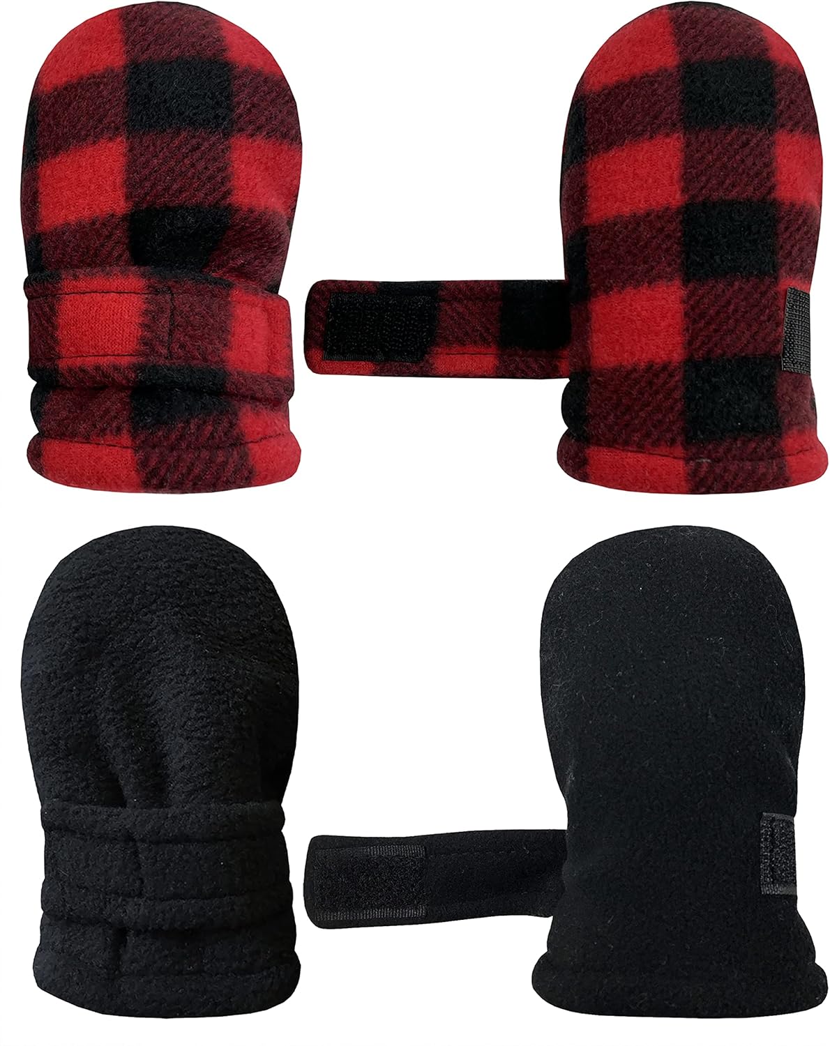 NIce Caps Baby Toddler Mittens Kids 2 Pairs for Winter Warm Sherpa Lined Gloves Snug and Cozy for Little Ones