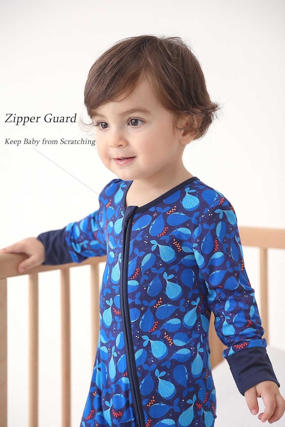 JunNeng Baby Romper Bamboo Rayon Two-Way Zipper Mitten Footuffs Non-Slip Soles