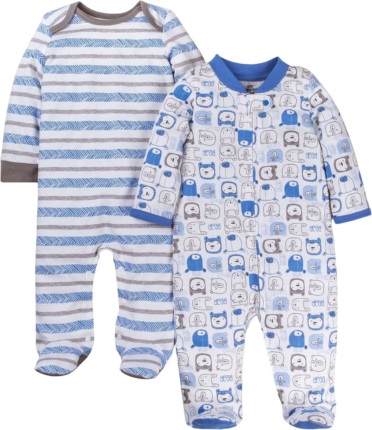 Lamaze Baby Boys Super Combed Natural Cotton Sleep N Play 2 Pk